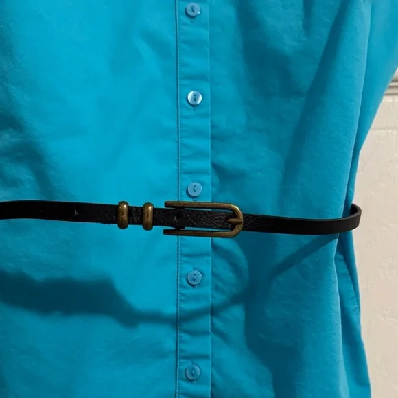 Worthington Turquoise Sleeveless Button-Down Shirt - Picture 5 of 5